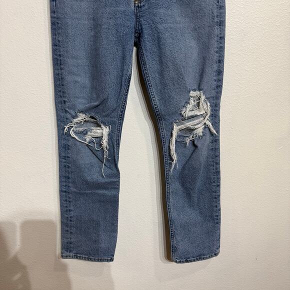 AGOLDE Blue Riley Distressed Cropped Straight Leg Jeans Sz 26 - Picture 5 of 13